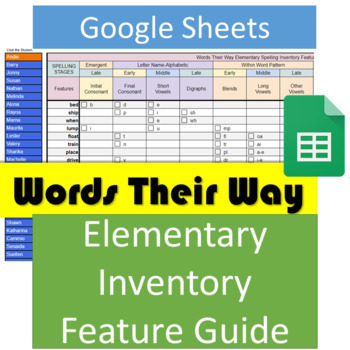 Preview of Words Their Way Inventory Auto Scoring Spreadsheet for ELEMENTARY Google Sheets