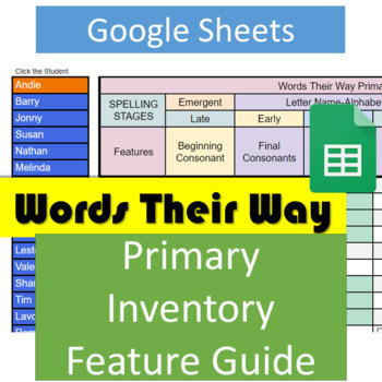 Preview of Words Their Way Inventory Auto Scoring Spreadsheet for PRIMARY (Google Sheets)