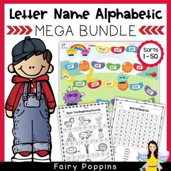 Preview of Word Study Games & Worksheets - Letter Name Alphabetic MEGA BUNDLE