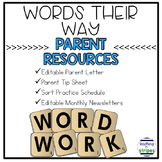 Editable Words Their Way Parent Resources and Monthly Newsletters