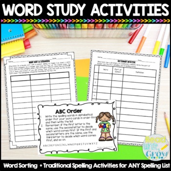 Preview of Words Their Way Printable Spelling & Sorting Activities