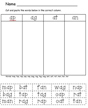 Preview of Words Their Way Short A Word Family Sort (Letter-Name Alphabet Stage)