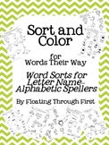 Words Their Way Sort and Color Pages:  Letter Names--Alpha