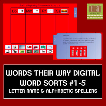 Preview of Words Their Way Digital Spelling Sorts #1-5 Letter Name/Alphabetic FREE