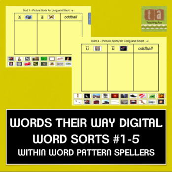 Preview of Words Their Way Digital Sorts #1-5 - Within Word Pattern FREE