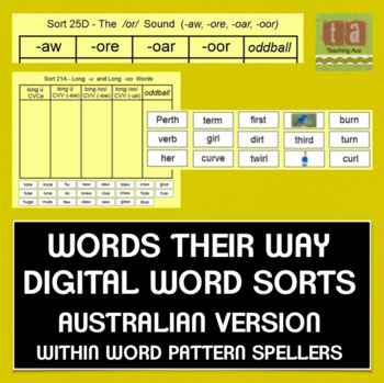 Preview of Words Their Way Digital Spelling Sorts -AUSTRALIAN - Within Word Pattern