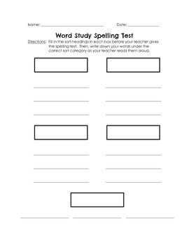 Preview of Words Their Way Spelling Assessment Sheet