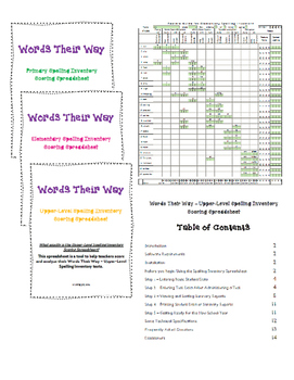 Preview of Words Their Way - Spelling Inventory Spreadsheet BUNDLE