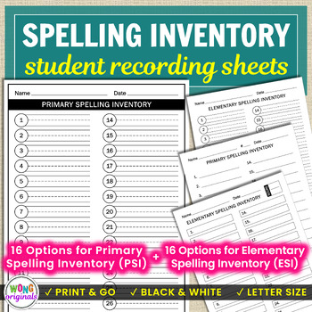 Preview of Words Their Way - Spelling Inventory | Student Recording Sheets