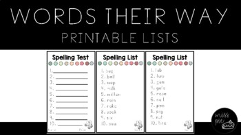 Preview of Words Their Way Spelling Lists