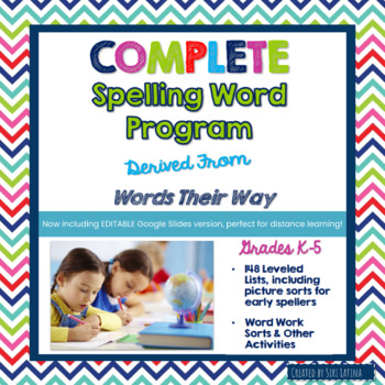 Preview of Words Their Way Spelling Lists & Activities, Distance Learning Google Included