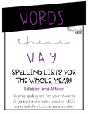 Words Their Way Spelling Lists (Syllables and Affixes)