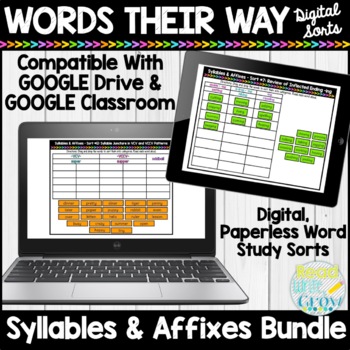 Preview of Words Their Way Syllables & Affixes Digital Sorts | Google Slides