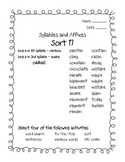 Words Their Way Syllables and Affixes Sorts 17 - 21