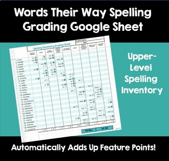 Preview of Words Their Way Upper-Level Spelling Inventory Feature Point Scoring Spreadsheet
