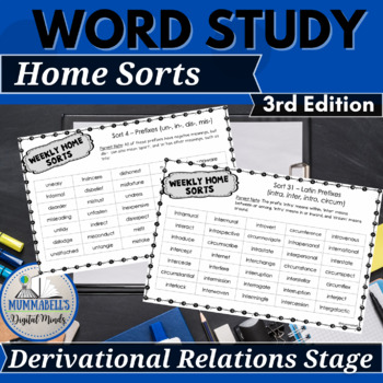 Preview of Words Their Way™ for Derivational Relation Spellers Home Sorts for 3rd Edition
