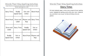 Words Their Way or Spelling Activities by Tracie Bernauer | TpT