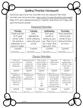 Preview of Words Their Way weekly spelling homework