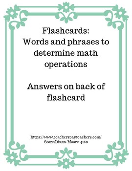 Preview of Words and Phrases to Determine Math Operations (Flashcards)