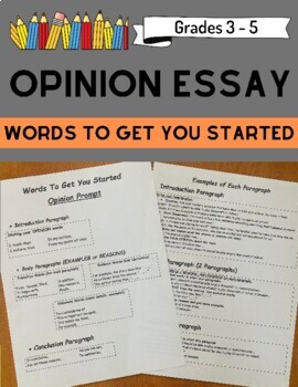 Preview of Words for Writing Opinion Essay | Simple Sentence Starters | Beginning Essay