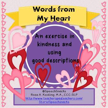 Preview of Words from My Heart: An Exercise in Kindness & Using Good Descriptions {FREE}