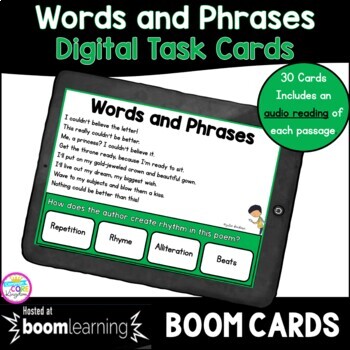 Preview of Words in Poetry Boom Cards™ 2nd & 3rd Grade - Distance Learning Task Cards