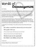 Words of Encouragement: Parent Letter for Standardized Testing