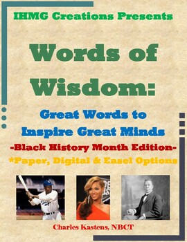 Preview of Words of Wisdom: Black History Month Quotes Edition-PDF, Digital, Easel Options