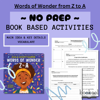 Preview of Words of Wonder from Z to A Spelling Bee Activities | Vocabulary | Main Topic