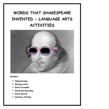 Preview of Words that Shakespeare Invented - Language Arts Activities