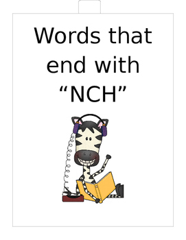 Preview of Words that end with "NCH" (Based on Orton Gillingham.) 2 pages of practice.