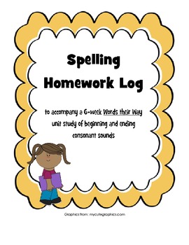 Preview of Words their Way Beginning and Ending Sounds Spelling Homework Log