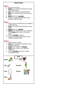 Preview of Words their Way/Word Work Directions for Student Notebooks
