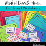 Words to Describe Music Cards and Worksheets