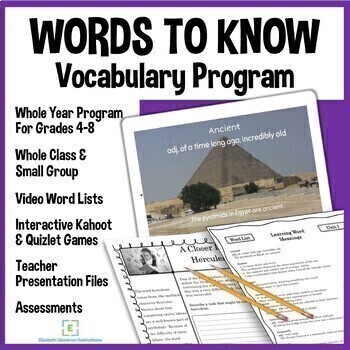 Preview of Words to Know Vocabulary Program 