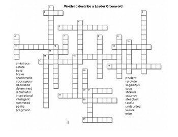 Words to describe a leader Crossword by BAC Education TPT