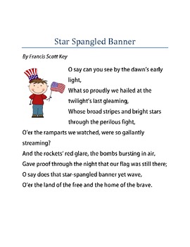 Preview of Words to the Star Spangled Banner with Ethnic Grahphics