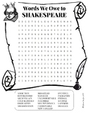 Words we owe to Shakespeare Word Search Puzzle Worksheet