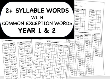 Preview of Words with 2 & 3 Syllables (Plus Common Exception Words)