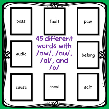 aw' Words Phonics List Spelling Cards