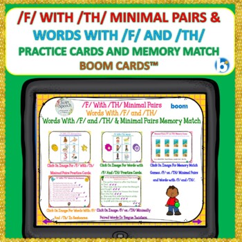 Preview of Words with /F/ and /TH/ Memory Match Game & Minimal Pairs Cards: BOOM CARDS™