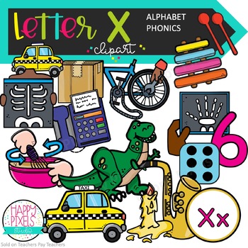 Preview of Words with Letter X in them - Letter X Clipart - Phonics Alphabet Clipart