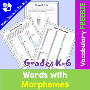 Preview of Words with Morphemes FREEBIE