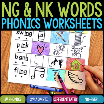 Preview of Words with NG & NK Worksheets & Activities Science of Reading Phonics Worksheets