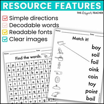 no prep oi oy worksheets diphthongs word work by the designer teacher