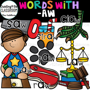 Preview of Words with -aw  {Word Family Clip Art}