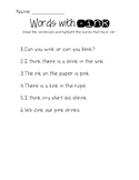 Words with -ink Practice (ink word family worksheet)