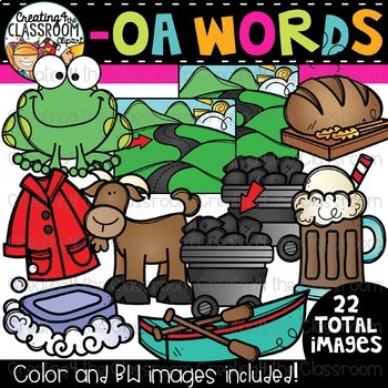 Preview of Words with -oa {Phonics Clipart}