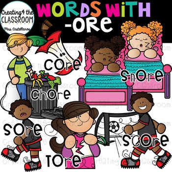 Preview of Words with -ore  {Word Family Clip Art}