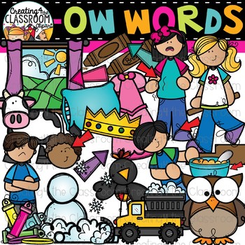 Preview of Words with -ow {Phonics Clipart}
